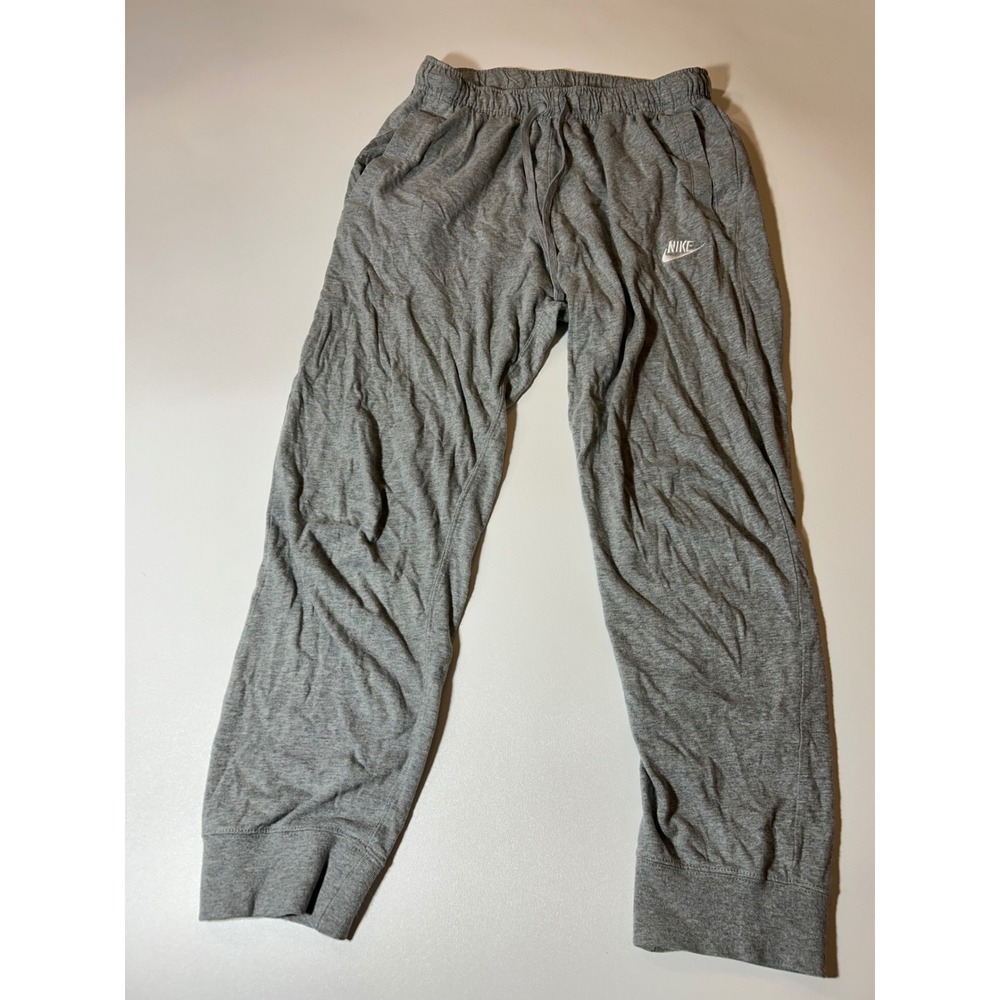 Nike Jogger Pants Men's Size Medium Gray Sportswear Jersey Cuffed Sweatpants